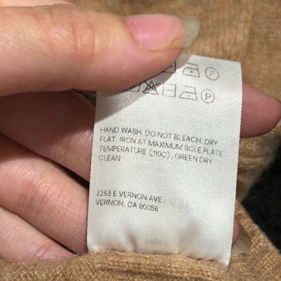 Reformation Cashmere Polo Jumper Pullover Sweater GUC Size Medium Camel Brown - Picture 7 of 10